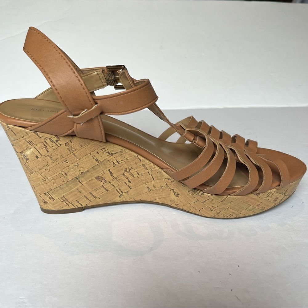 Liz Claiborne Women's Wedge Sandals Strappy Tan Size 11M - Picture 8 of 8